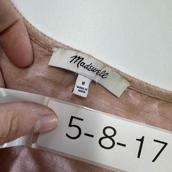 Madewell‎ Dress Womens Medium Pink Alexandra Linen Blend Button Front Mini - Picture 4 of 9